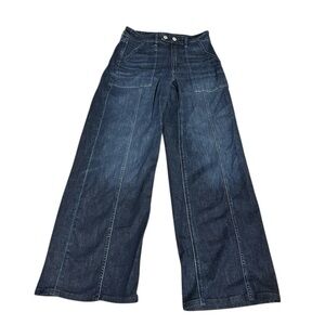 american eagle outfitters super high-rise baggy wide leg dark wash jeans 2 long